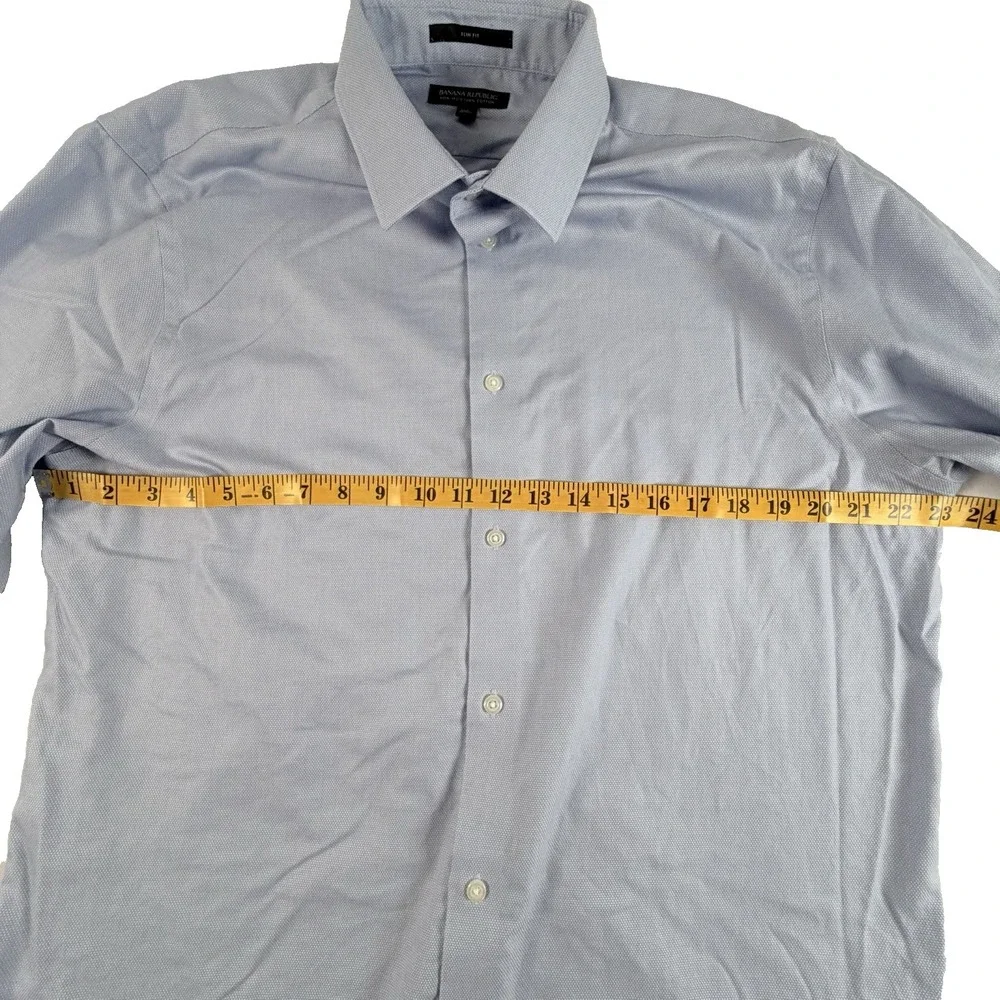 Banana Republic Slim Fit Shirt‎ Mens Sz XL X-Large Solid Blue Button Up